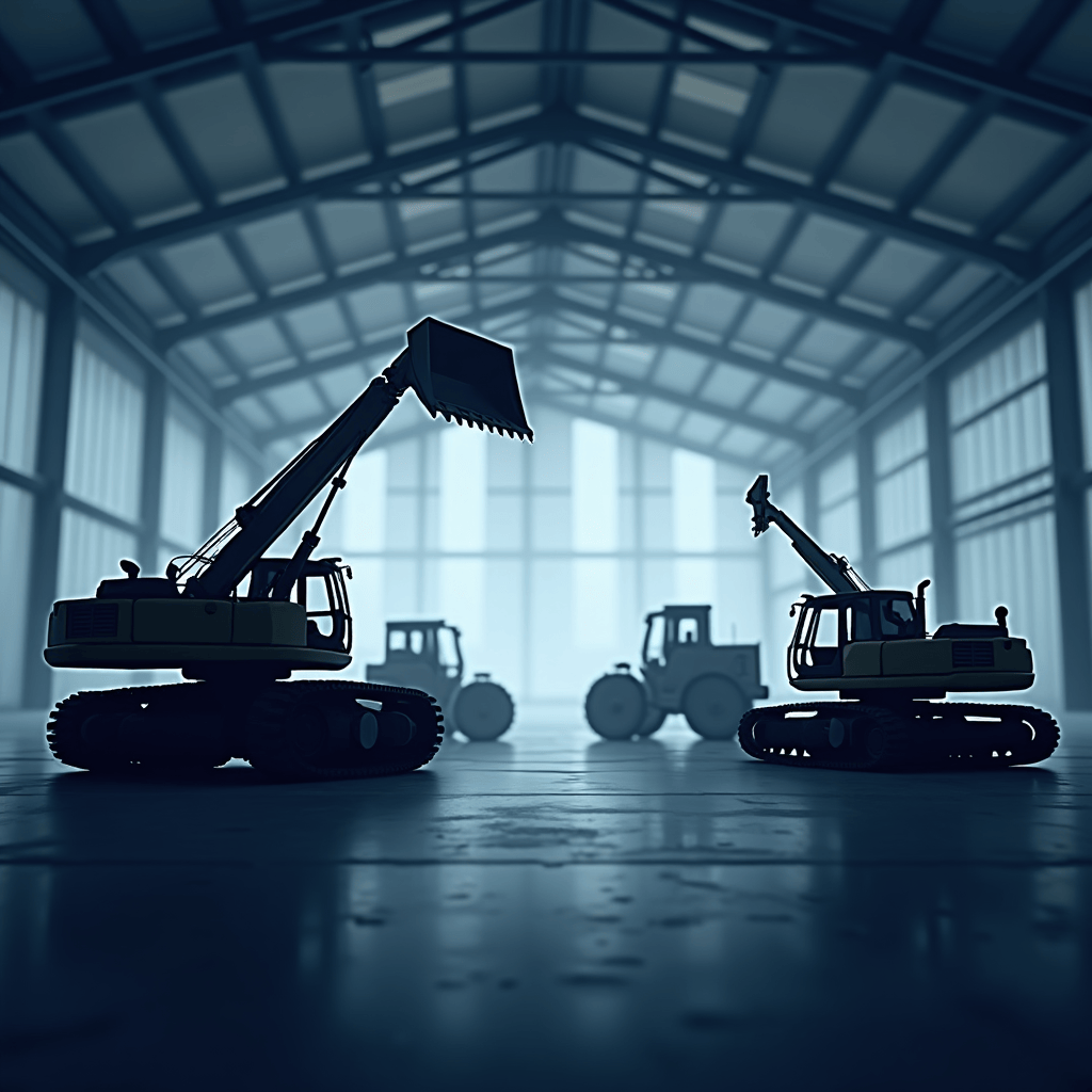 A delivery truck with the 'Pacific Rental Company' logo is shown delivering a piece of equipment (e.g., a generator or a small excavator) to a residential construction site. The truck is parked safely, and a uniformed driver is carefully unloading the equipment. In the background, the construction site is active, with workers preparing the area for the equipment. The lighting is bright and natural, suggesting a sunny day and a smooth, efficient delivery process.