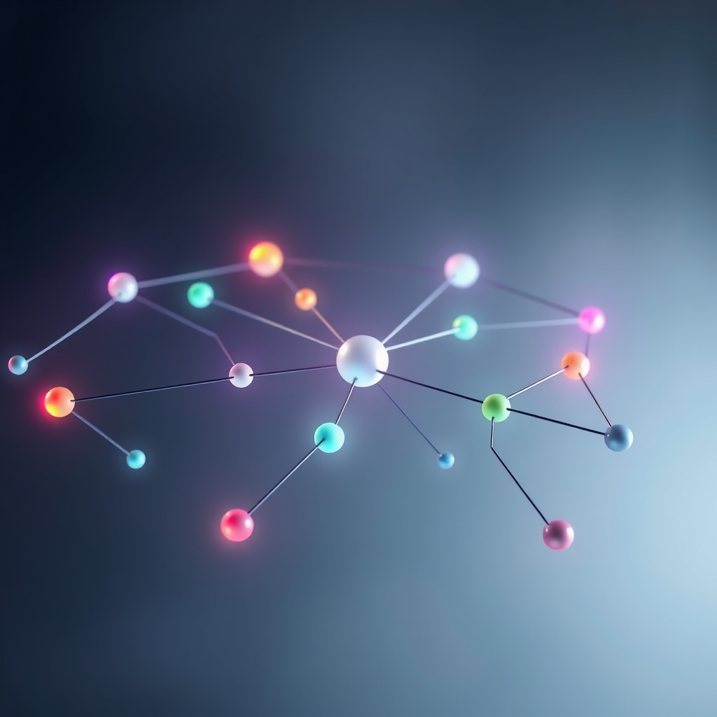 A stylized image of interconnected nodes forming a network, representing a supportive online community. The nodes glow with different colors, symbolizing diversity and connection. Soft, diffused lighting creates a sense of inclusivity. Style: Modern, abstract. Technical Specs: 4K, high quality.