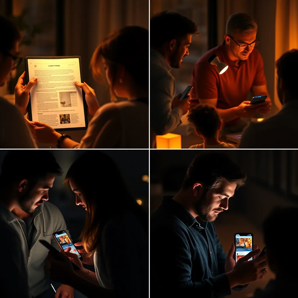 A captivating visual story about a content marketing campaign. The image shows a series of scenes, featuring a diverse group of people interacting with the content in various ways.  The scenes include individuals reading a blog post on a tablet, watching a video on their phone, and engaging with a social media post. The lighting is warm and inviting, highlighting the positive emotions associated with the content.  The scenes are framed with a dynamic composition, emphasizing the flow and interconnectedness of the campaign. The image is rendered in a photorealistic style, with a focus on capturing the textures and details of the environment and the people involved. The resolution is 8K, showcasing the intricate details of the content and the emotional connection it evokes.