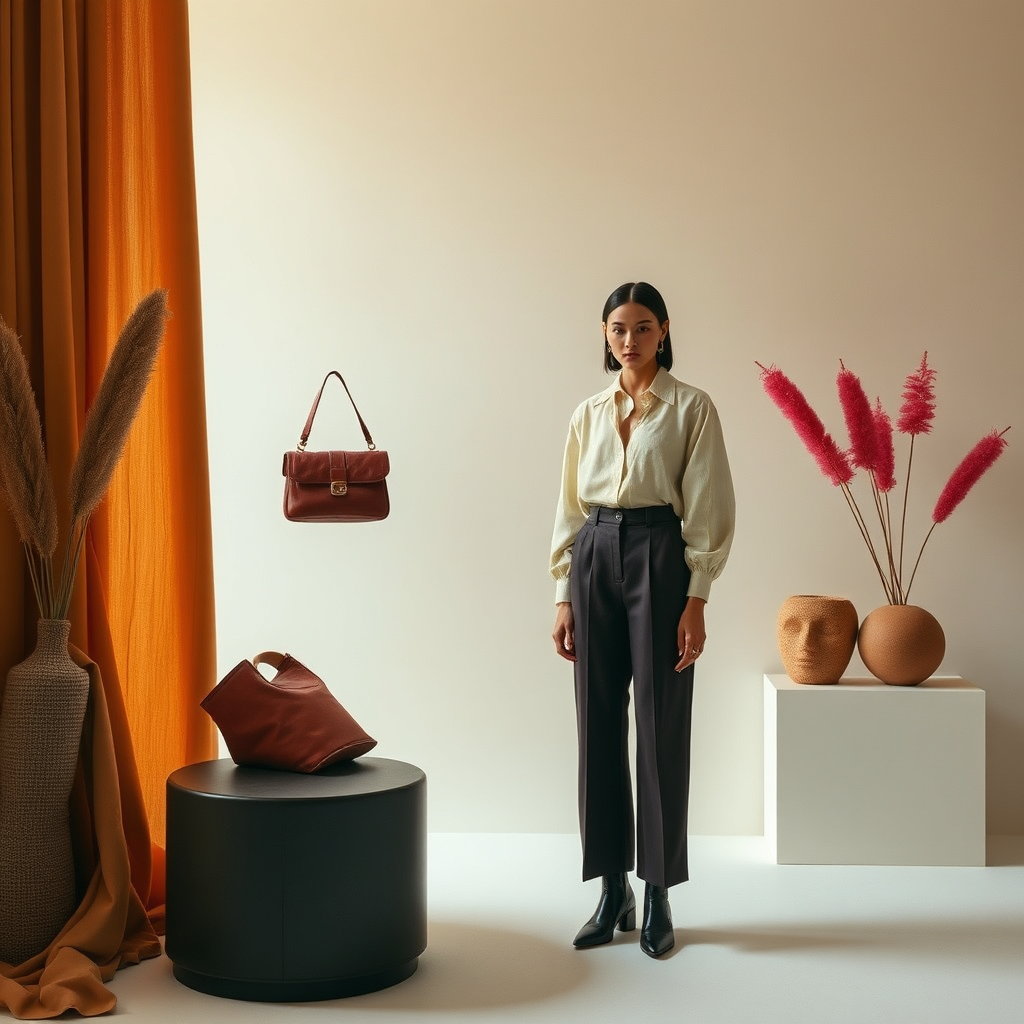 A collection of exclusive, rare fashion items or accessories, displayed elegantly.