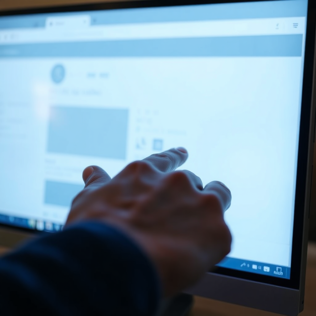 A close-up, photorealistic image of a hand dragging and dropping a website element on a clean, modern interface. The interface is displayed on a high-resolution monitor. Lighting is soft and focused on the screen. The hand is subtly blurred to suggest motion. The color palette is clean and professional, emphasizing blues and grays. The camera angle is slightly angled to capture the depth of the screen. Texture details include the subtle reflection on the monitor screen and the texture of the hand.
