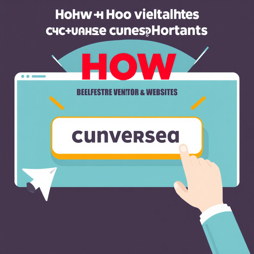 An image demonstrating how a website converts visitors into customers. The scene highlights a prominent call-to-action button that leads to a conversion. The color palette is energetic and action-oriented, with a focus on clear visual cues.