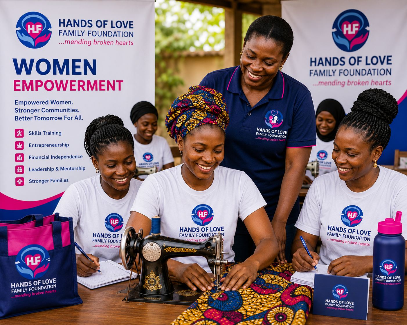 Woman empowered through Hands Of Love Family Foundation skills program