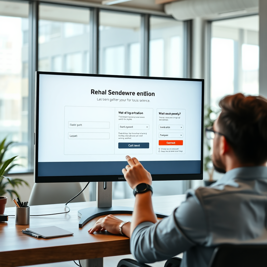 Team reviewing a landing page wireframe