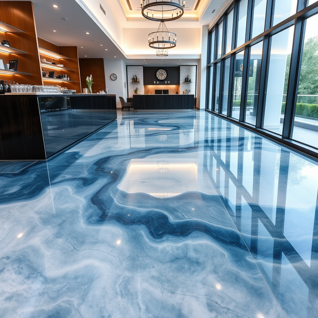 Glossy 3D epoxy flooring with premium finish