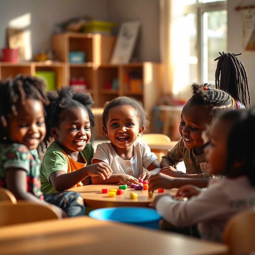 Joyful Nigerian preschool classroom