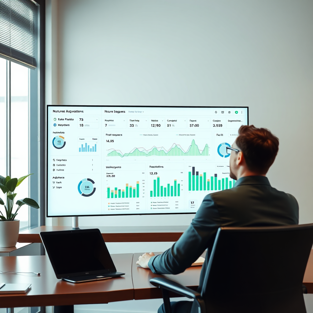 Marketing automation dashboard with nurture sequences