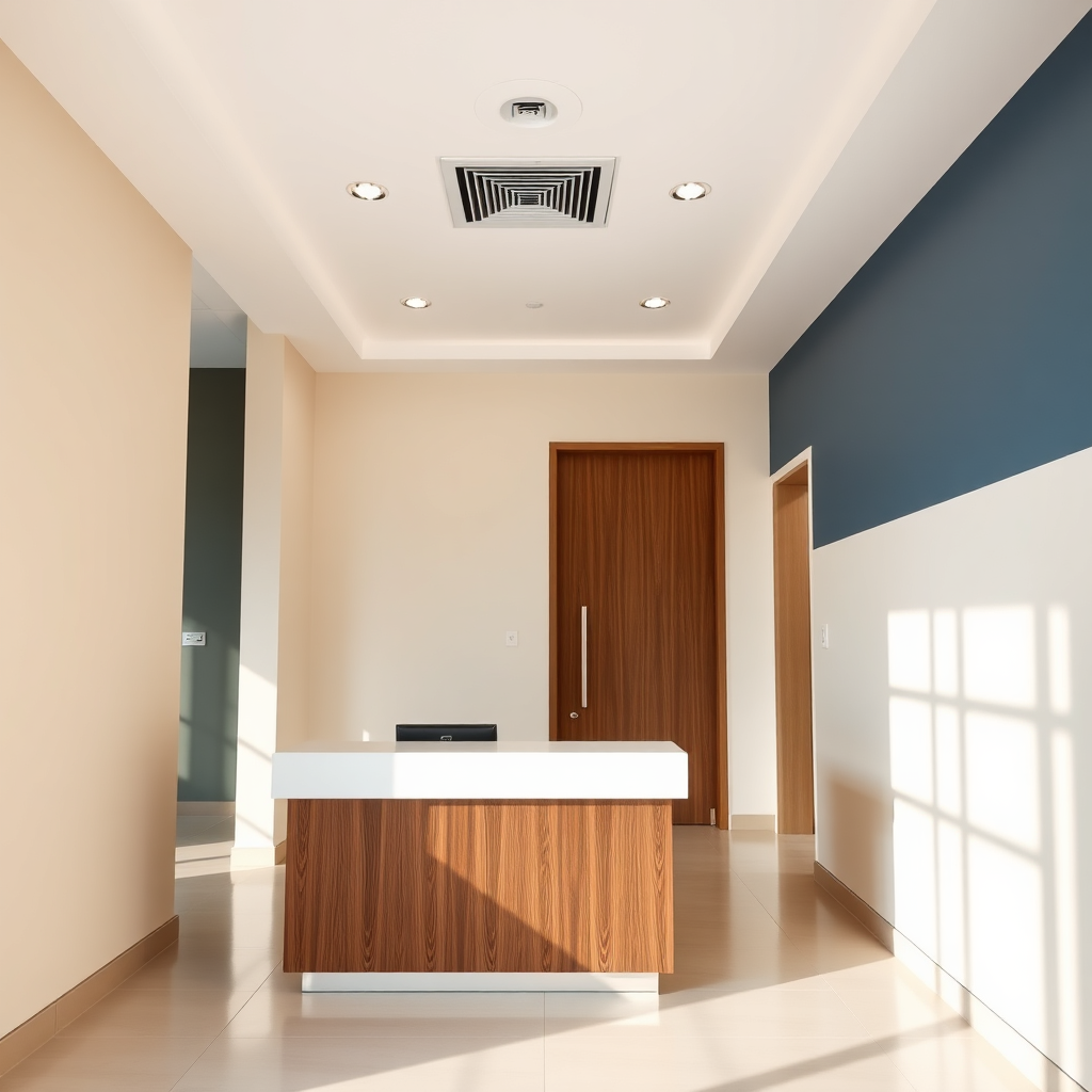 Freshly painted office reception with clean edges