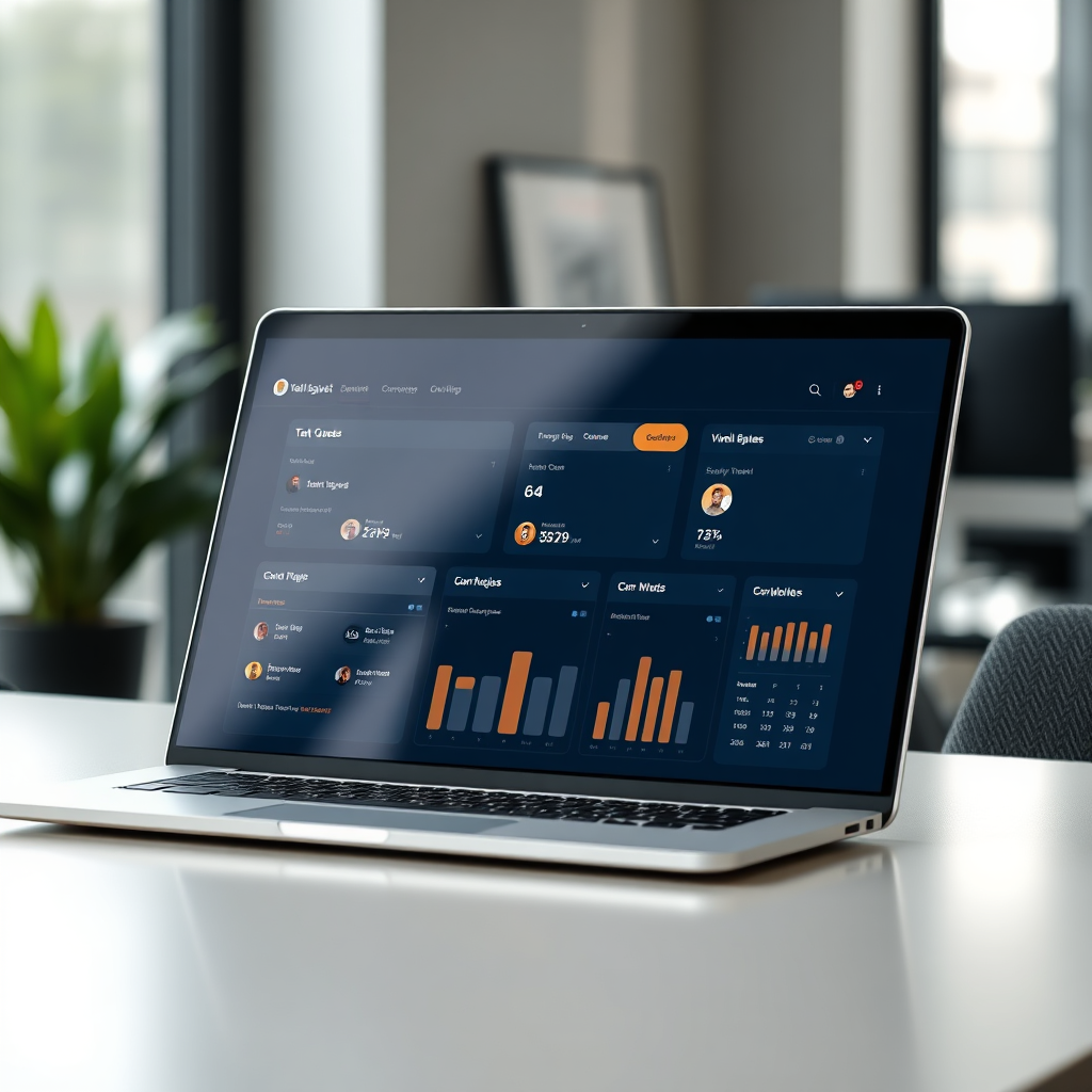 Virtual assistance dashboard on a laptop