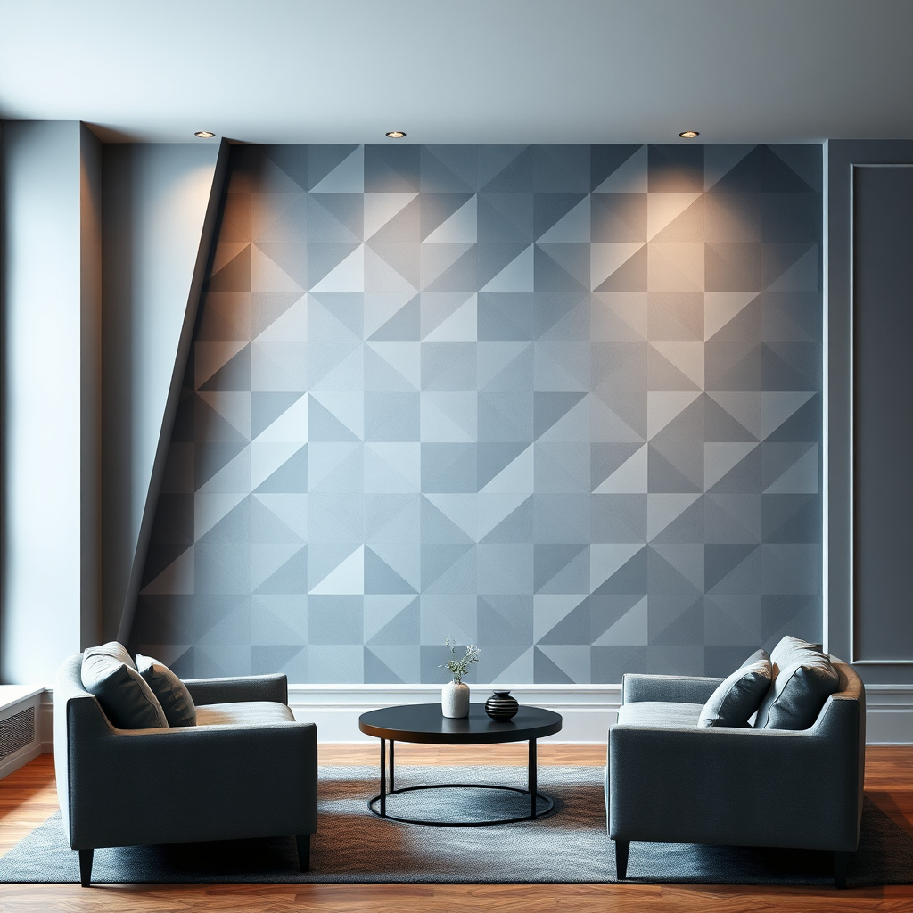 Geometric 5D mural feature wall with depth