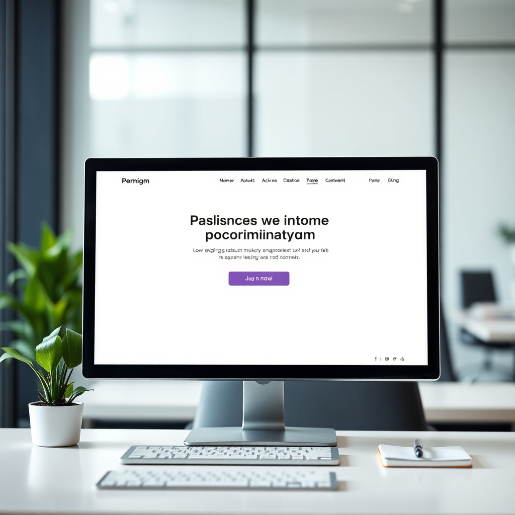 Modern corporate website on a desktop monitor