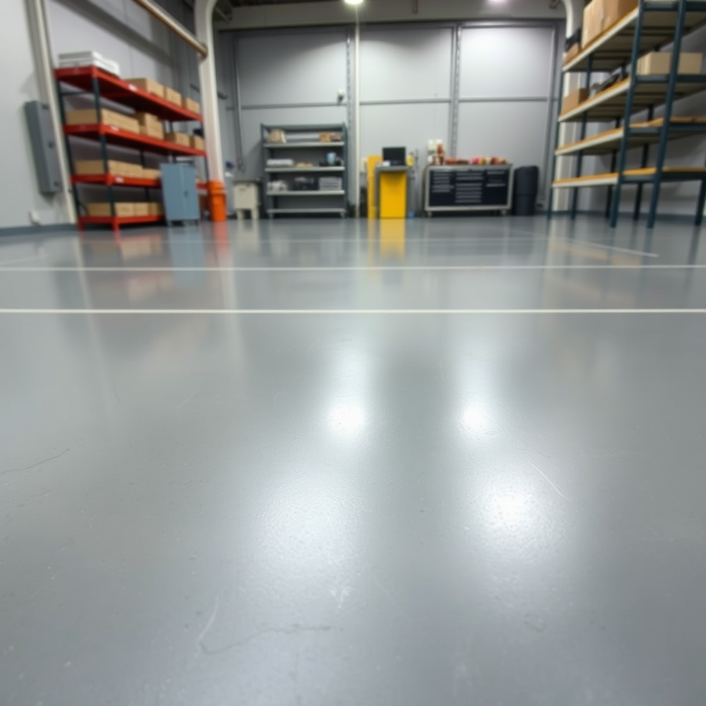Industrial epoxy floor coating with clean lines