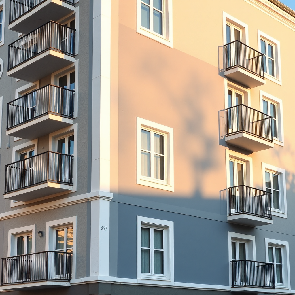 Exterior building facade with professional paint finish