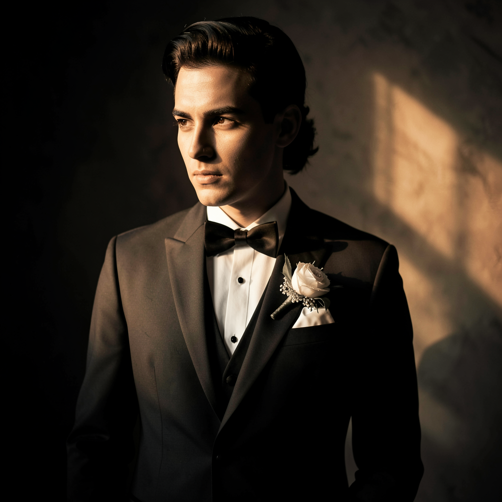 Wedding portrait in dramatic light