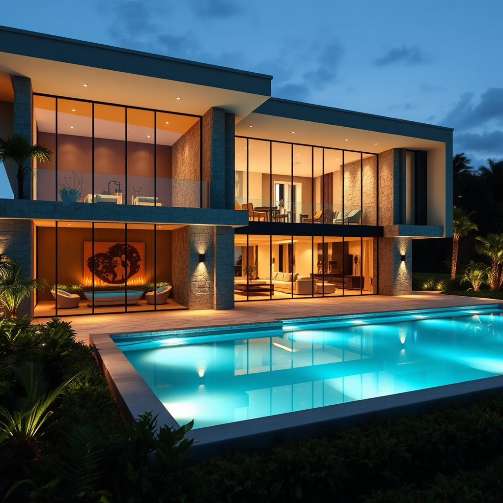 Modern mansion exterior