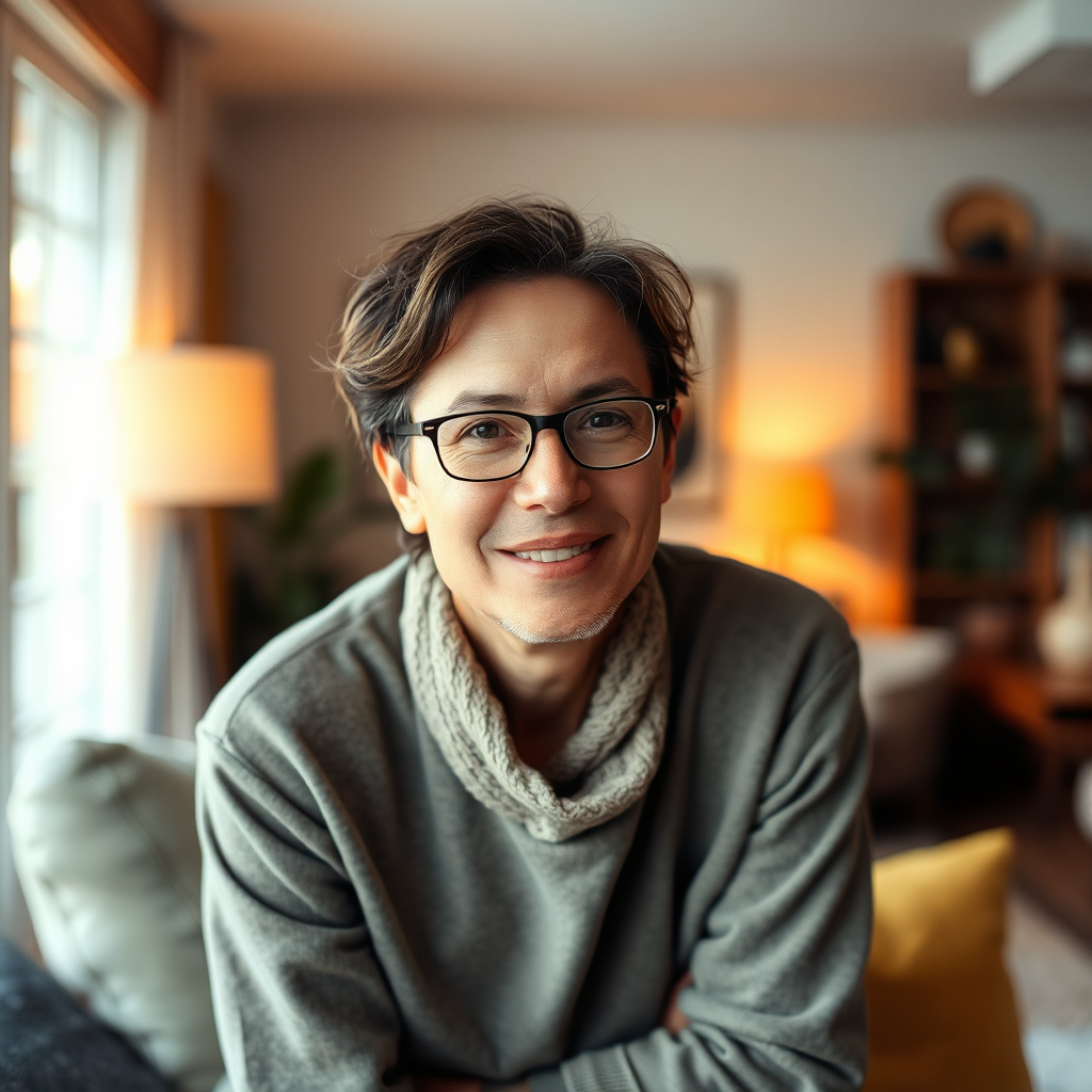Warm studio lounge portrait