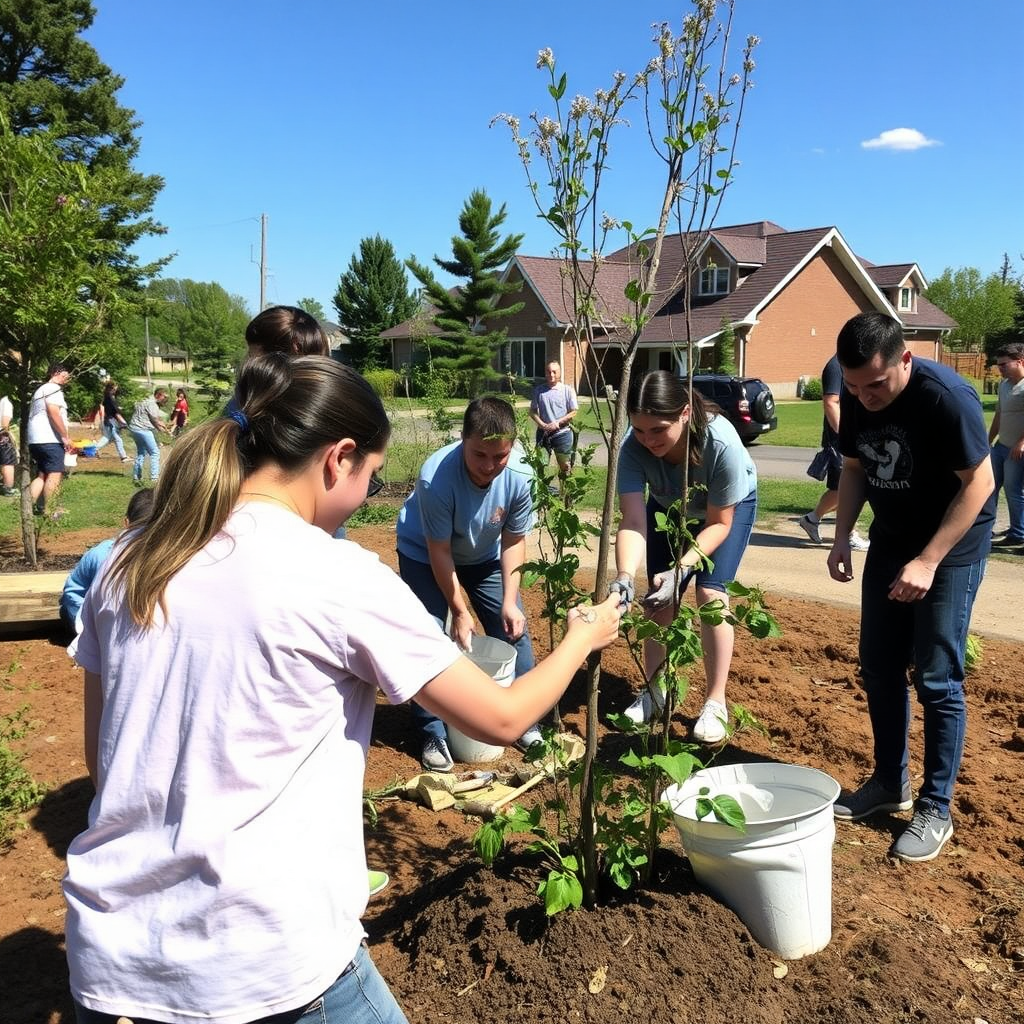 Volunteers planting trees