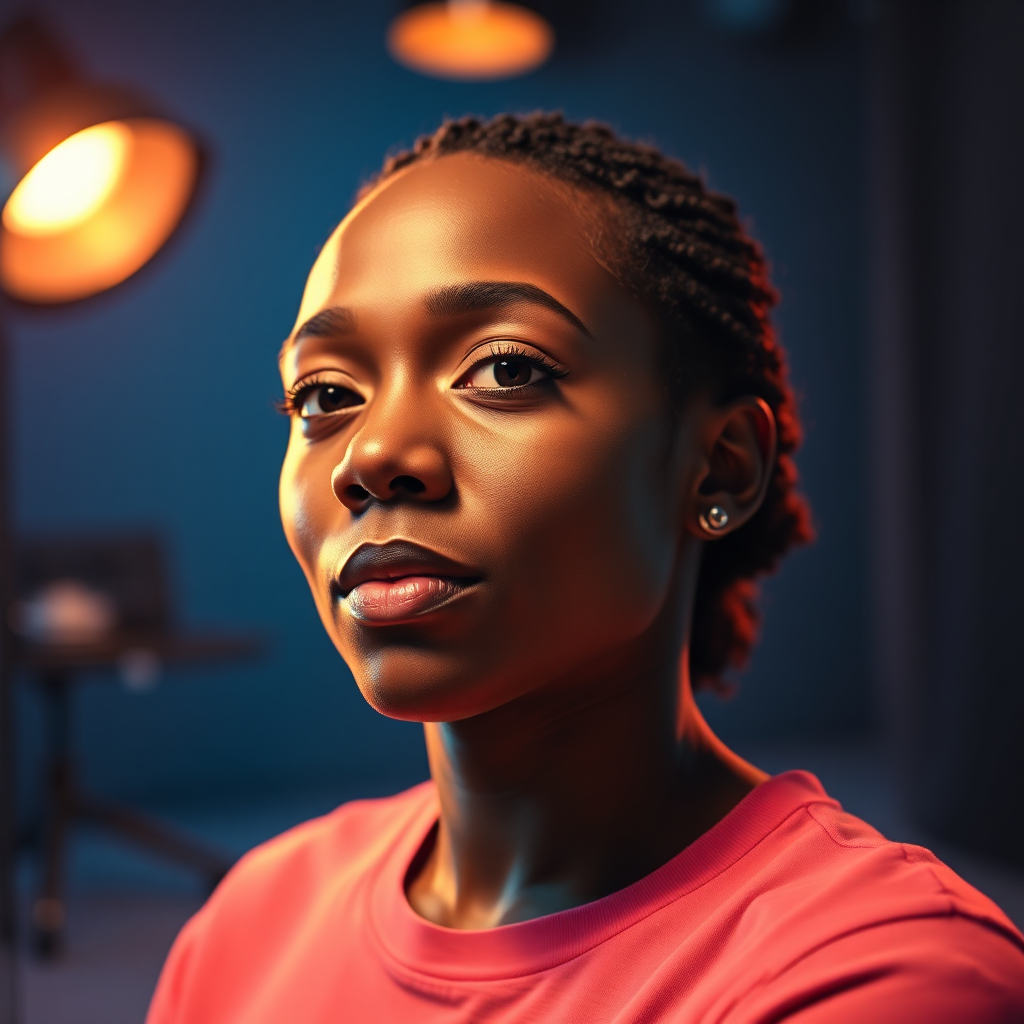 Studio portrait with warm lighting