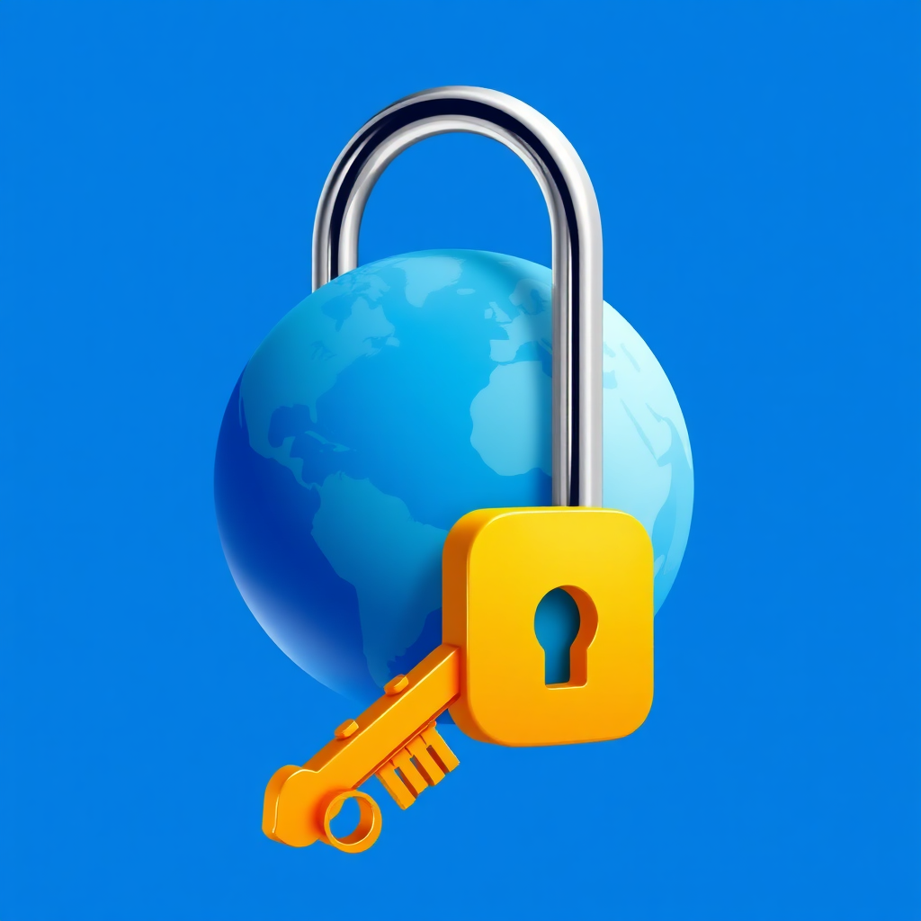 A stylized image of a key unlocking a globe, symbolizing access to global connectivity. The colors should be vibrant. The composition should be clear and impactful. Convey a sense of opportunity and empowerment. 4k resolution. Style: Conceptual art.