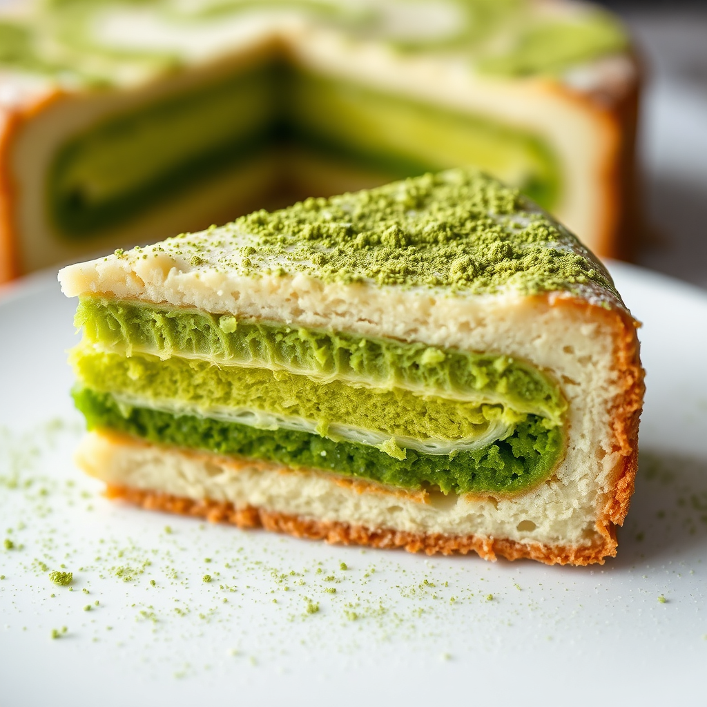 Matcha Baumkuchen Slice