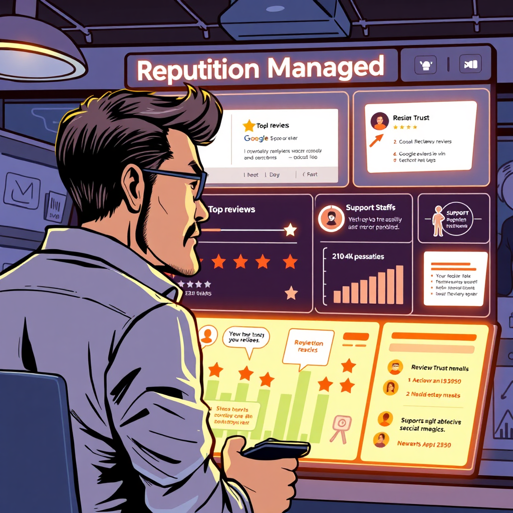 A dynamic scene featuring a diverse team analyzing large digital screens filled with advertising metrics and graphics. High-tech tools and holograms display successful ad campaigns, illuminated by a futuristic glow.