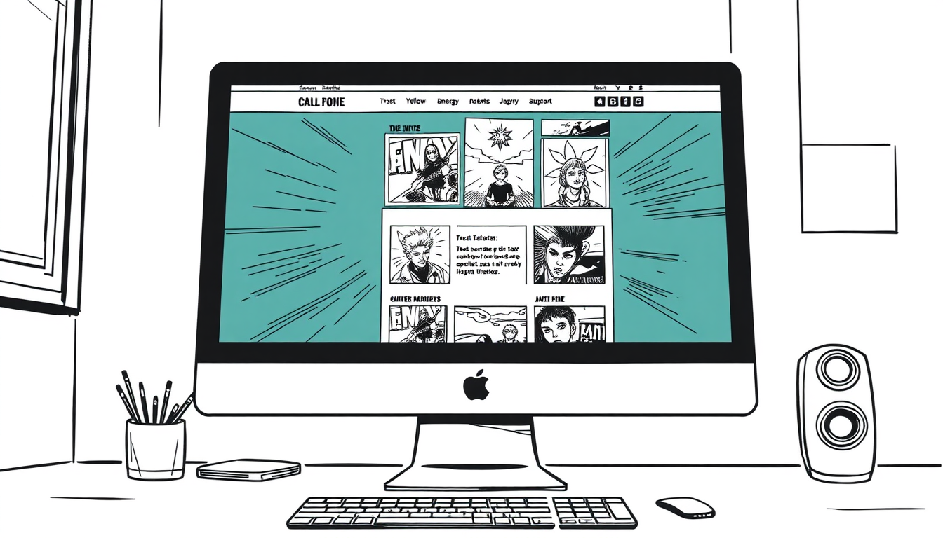 A creative web development team in a trendy, well-lit workspace, working on large monitors displaying website interfaces. Close-up shots reveal intricate web designs and coding scripts, with vibrant digital elements floating above.