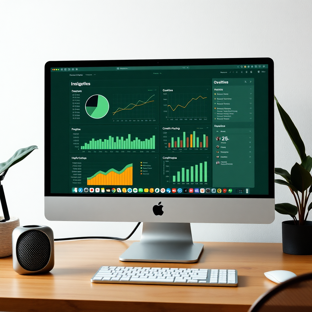 A dynamic scene featuring a diverse team analyzing large digital screens filled with advertising metrics and graphics. High-tech tools and holograms display successful ad campaigns, illuminated by a futuristic glow.
