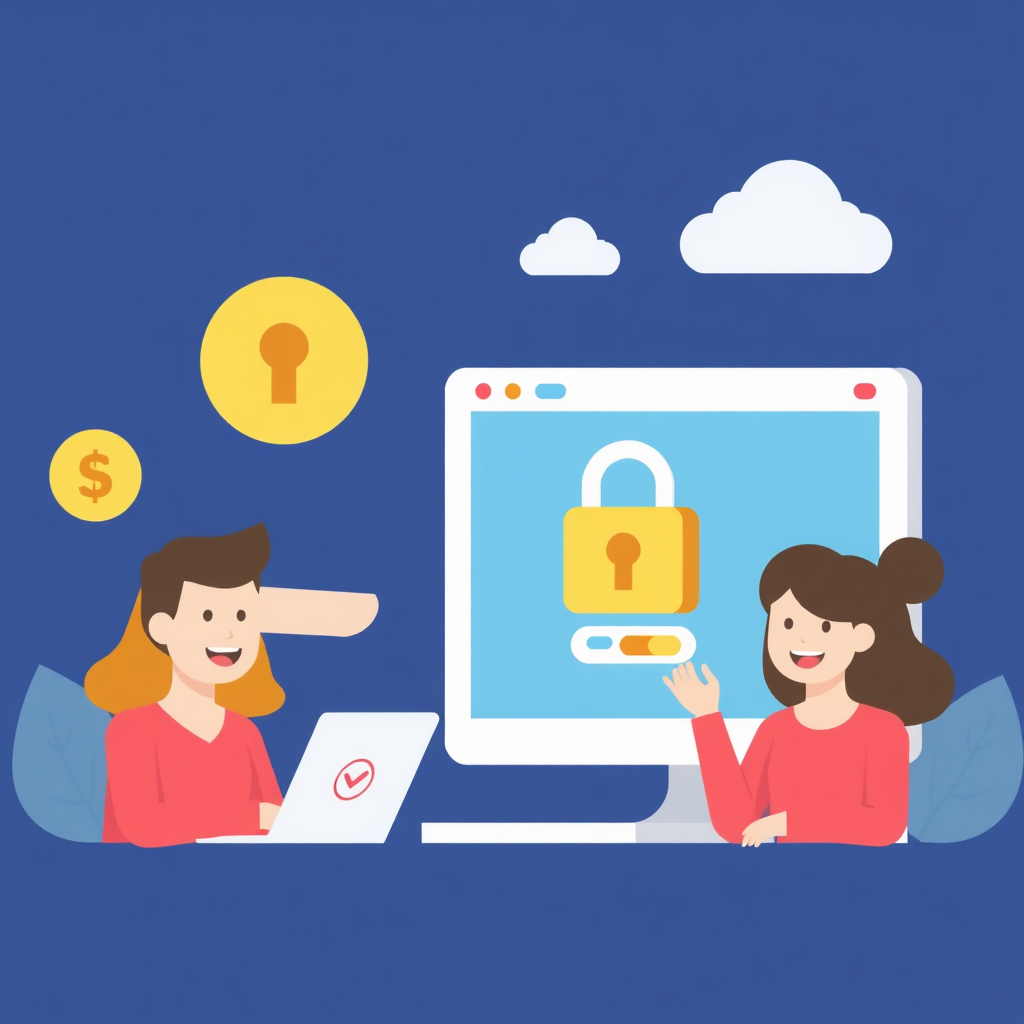 A stylized image depicting a secure online transaction. Consider including visual elements such as a padlock icon, a secure payment gateway, and happy customers. The color palette should be trustworthy and reassuring. The style should be modern and professional.