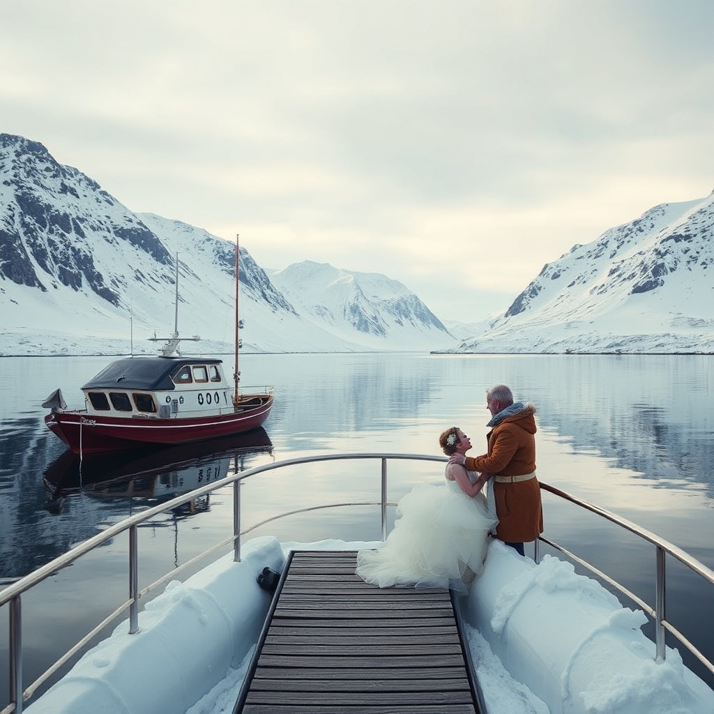 Wedding guests enjoying an Arctic day