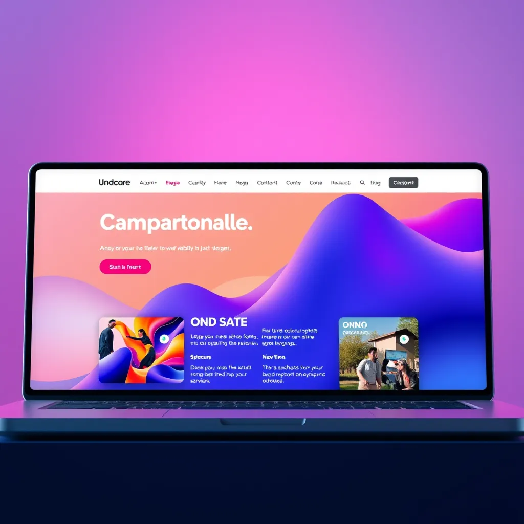 A website with a consistent brand theme, using a vibrant color palette, unique fonts, and high-quality images that resonate with the brand's target audience. The image should showcase a cohesive design that strengthens brand recognition.