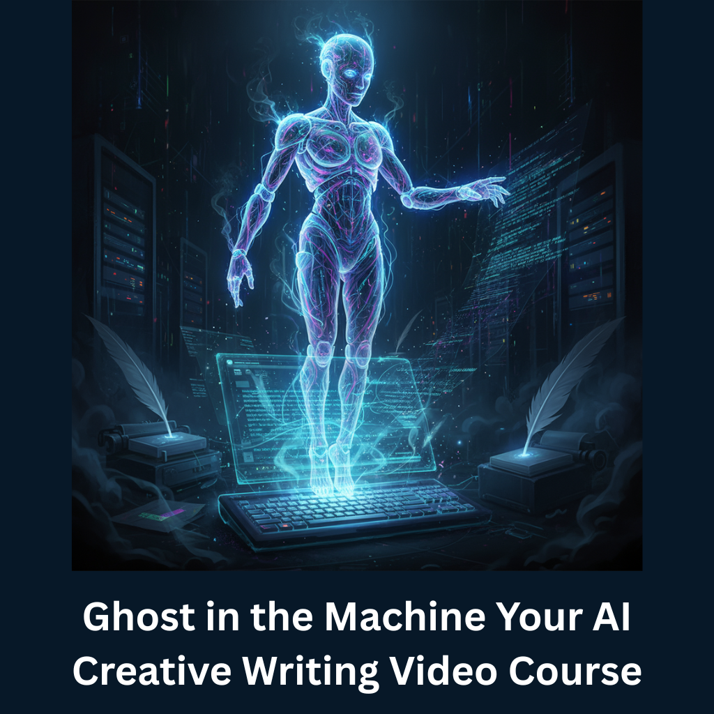 A screen displaying a clear, concise video tutorial interface for AI creative writing. The interface should be clean, user-friendly, and visually engaging. 4K resolution, high quality, digital art.