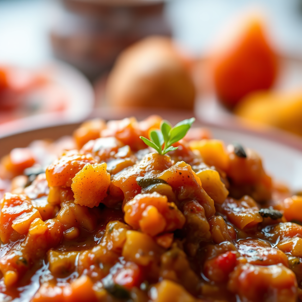 Create a close-up shot of a traditional Saint Lucian dish, showcasing its vibrant colors and textures. The lighting should be warm and inviting. The color palette should emphasize the natural ingredients and spices used in the cuisine. Capture the essence of Saint Lucian cuisine in 4k resolution.