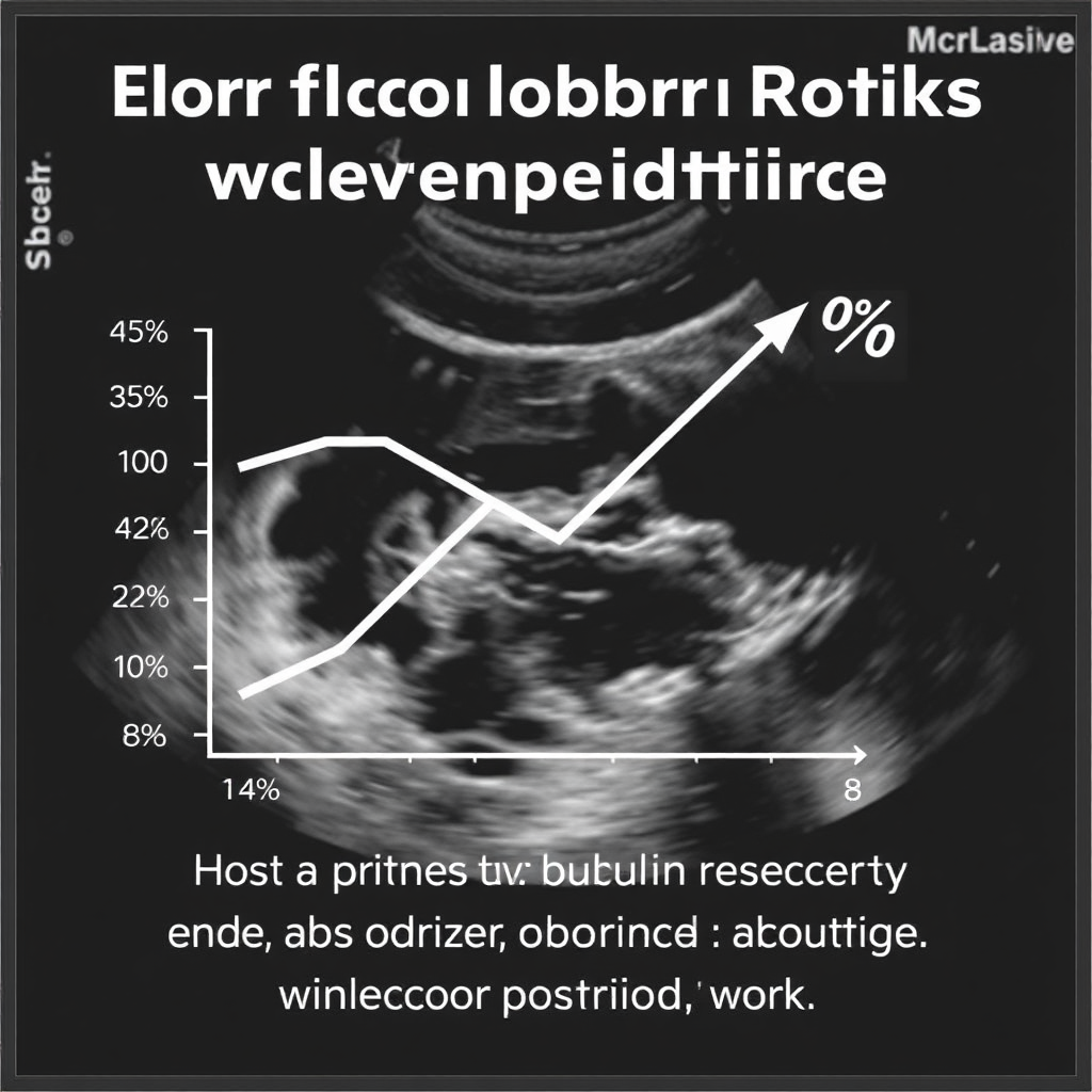 A graph subtly embedded within an ultrasound image, showcasing the decrease in abortion rates after women view their ultrasounds. Stylized and informative.