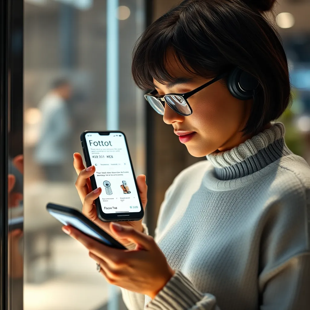 A customer interacting with a chatbot on their smartphone, receiving personalized product recommendations based on their previous browsing history. The image should highlight a seamless and customized experience for the customer.