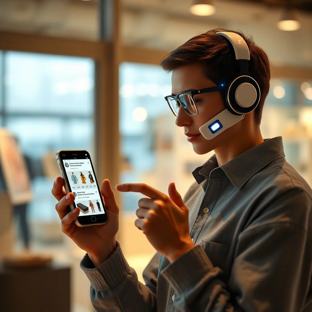 A customer interacts with a chatbot on their smartphone, receiving product recommendations based on their past purchases and browsing history. The chatbot interface is visually appealing, with a clear call to action and relevant product images displayed.