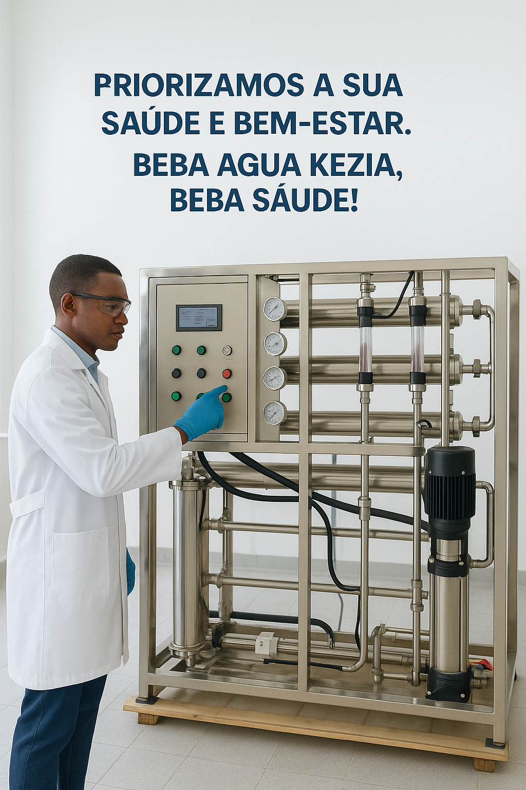 Create a 4K photorealistic image representing ÁGUA KEZIA's mission of providing pure and healthy filtered water. The scene should feature a diverse group of people (a family, an athlete, an elderly person) happily drinking Kezia filtered water from glasses and reusable bottles in different settings (home, gym, park). The composition should convey a sense of community, health, and vitality. Soft, natural lighting should illuminate the scene, creating a warm and inviting atmosphere. The color palette should consist of vibrant greens, blues, and natural tones, reflecting the purity and refreshing quality of the water. The camera angle should be a medium shot, capturing the expressions and interactions of the people. The environment should be clean, modern, and inviting. The style should be positive, uplifting, and relatable, emphasizing the benefits of drinking Kezia filtered water. The image should convey trust, quality, and a commitment to customer well-being. It can be stylized with a slight painterly effect to evoke a sense of artistry and naturalness.