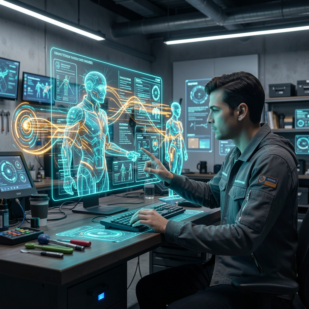 Human creator collaborating with ELF AI companions