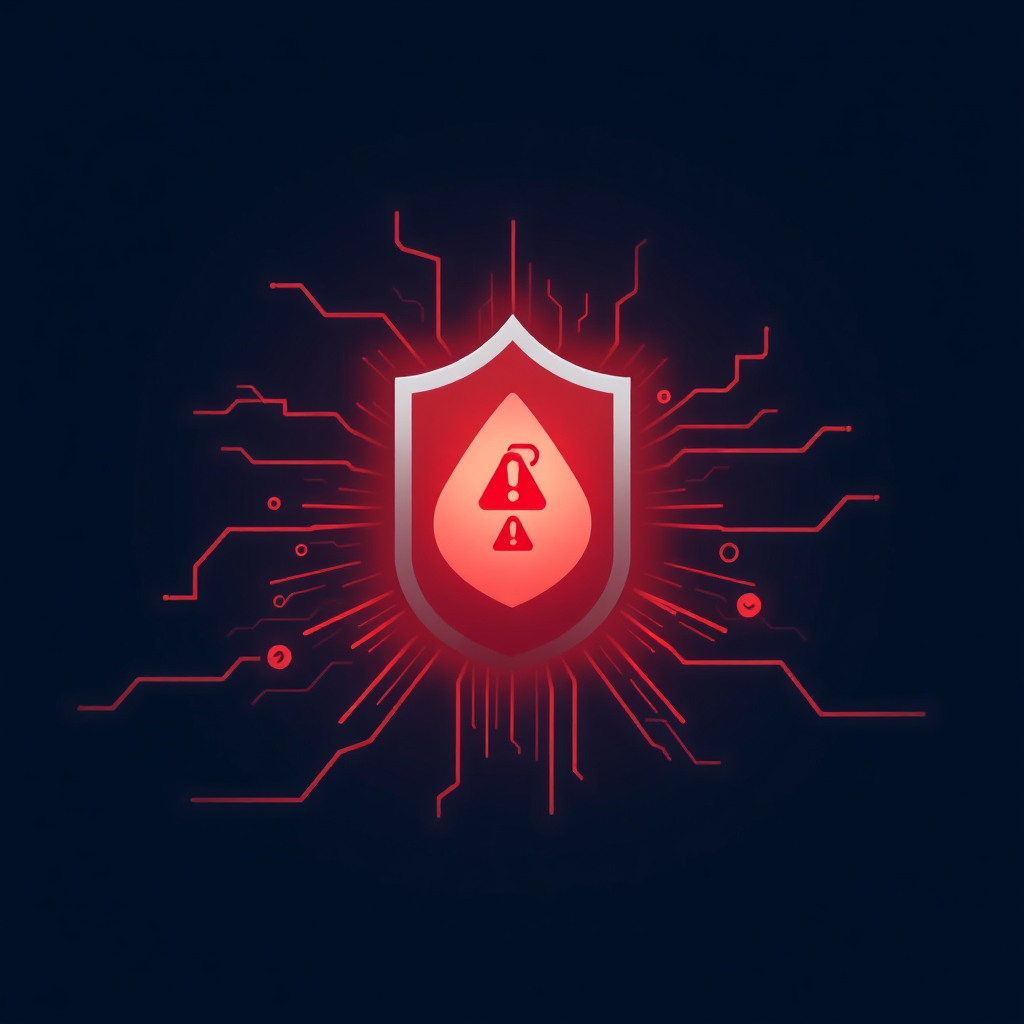 A dynamic, photorealistic image of a digital fortress repelling cyberattacks. The fortress is surrounded by a force field and is being attacked by various types of malware and viruses, represented as abstract shapes and symbols. The color scheme is a contrast between the warm colors of the attacks and the cool colors of the defense. Resolution: 4K.