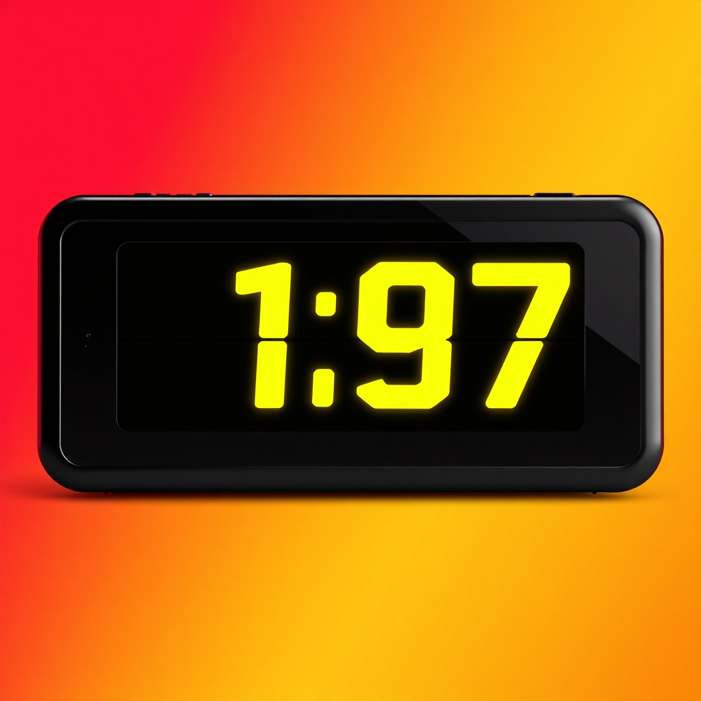 A photorealistic image of a digital timer counting down, with the $197 price tag prominently displayed. The timer is sleek and modern, and the background is a vibrant color gradient. Focus on creating a sense of urgency and excitement. Colors: red, yellow, and orange.