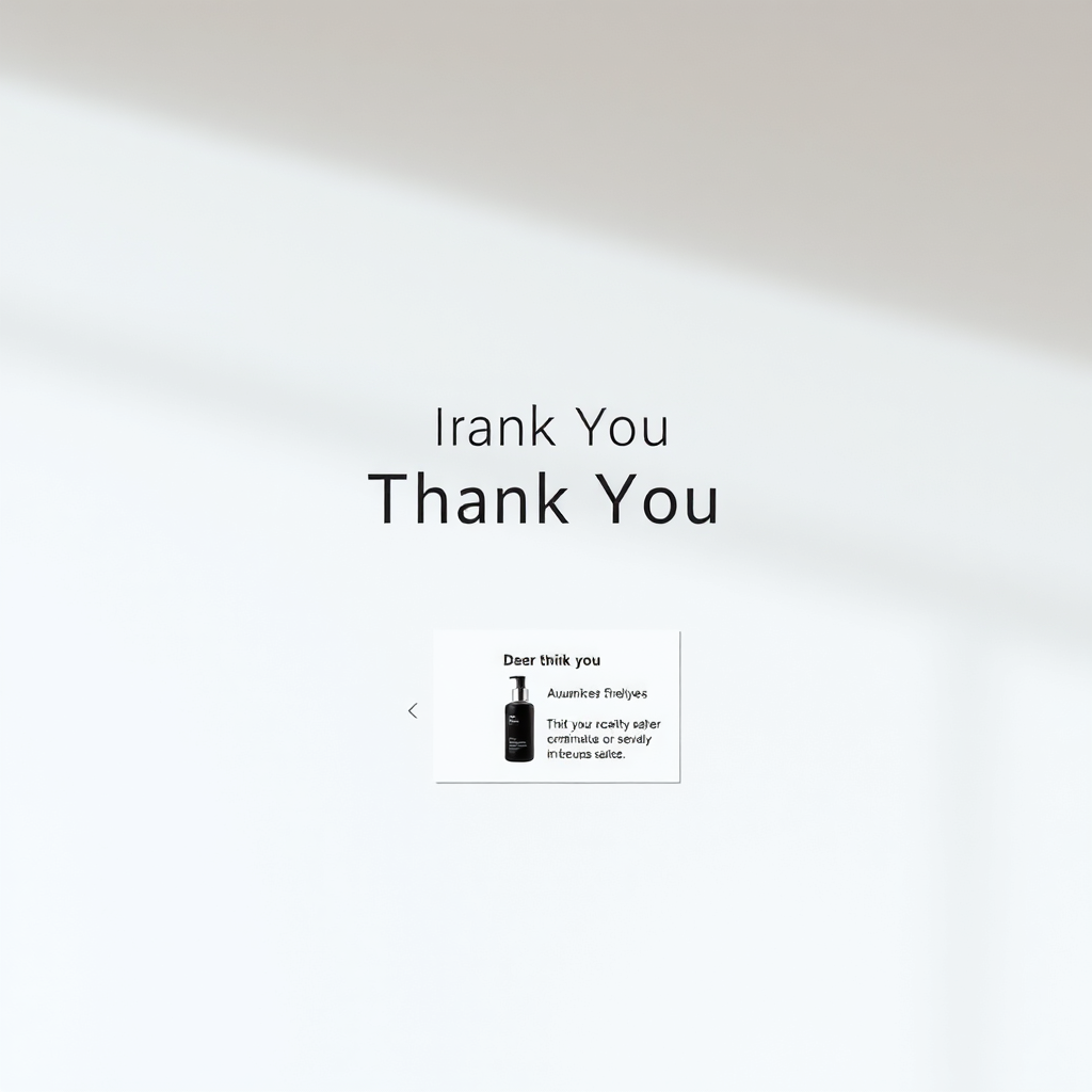 A subtly integrated upsell suggestion on a confirmation page. Imagine a minimalist design where, beneath the 'Thank You' message, a carefully chosen product recommendation is displayed. The product is relevant to the user's previous purchase. The visual style is clean and sophisticated, with a high-quality product image and a brief, compelling description. The upsell is presented as a helpful suggestion, not an aggressive sales tactic. The lighting is soft and inviting, making the upsell feel natural and organic. Technical specs: 8K resolution, photorealistic rendering, focus on seamless integration.