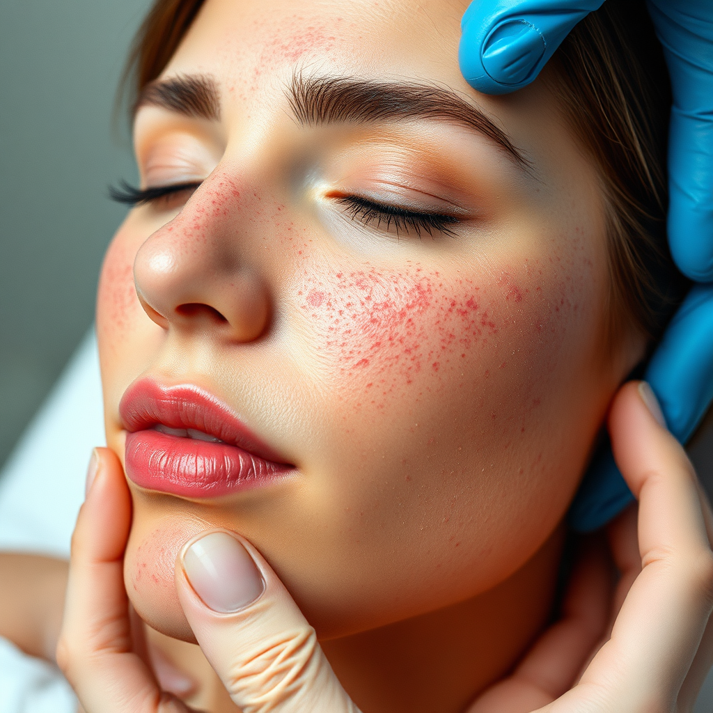 A dermatologist carefully administering a cosmetic injection in a clean, professional environment. Emphasis on precision and safety.