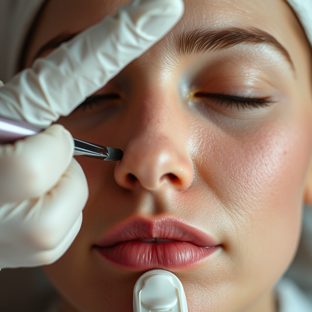 Advanced laser technology being used to rejuvenate skin, with a focus on the precision and effectiveness of the treatment.