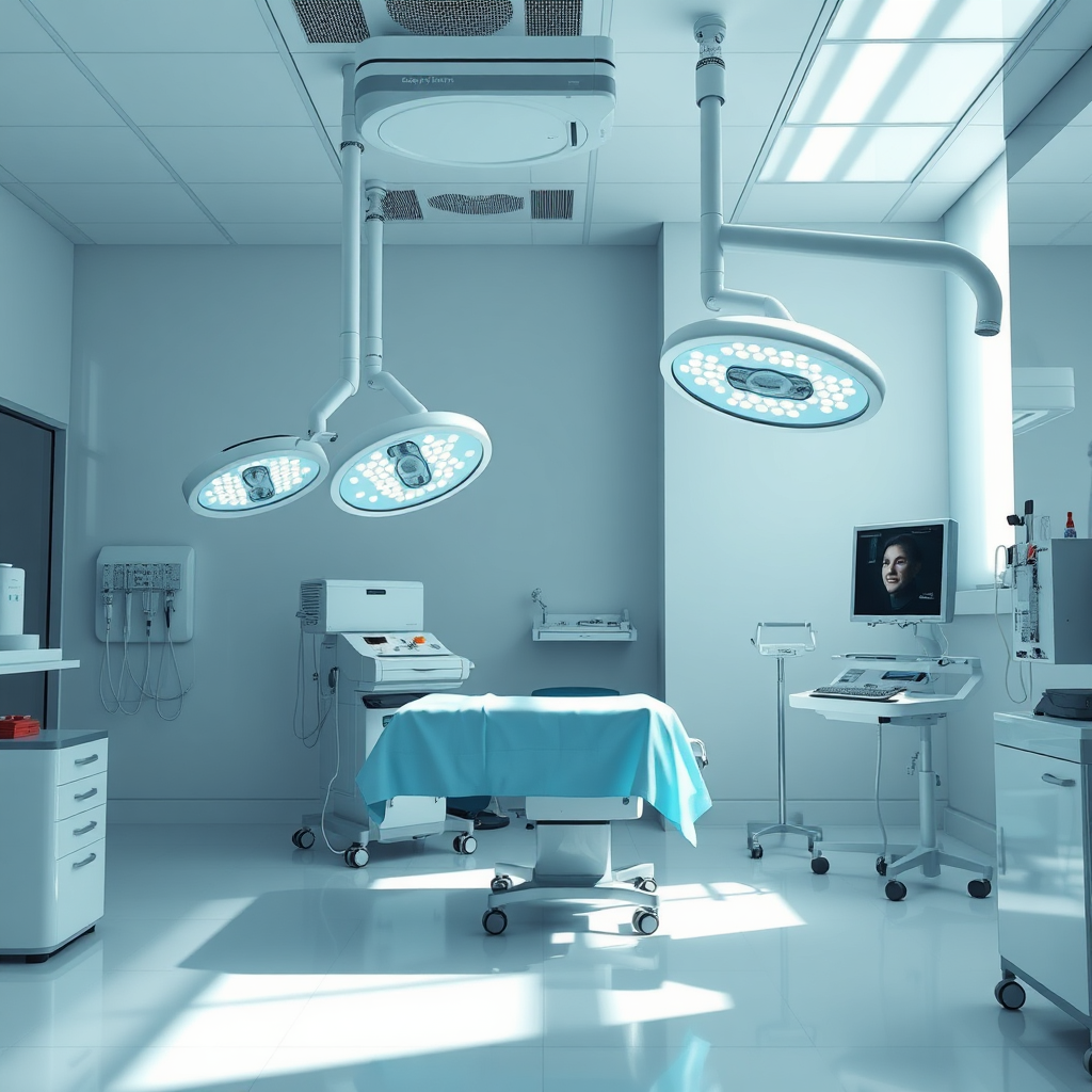 Photorealistic image of a sterile, meticulously clean medical environment showcasing the commitment to quality and safety at Rawasi Cozmo Clinic.
