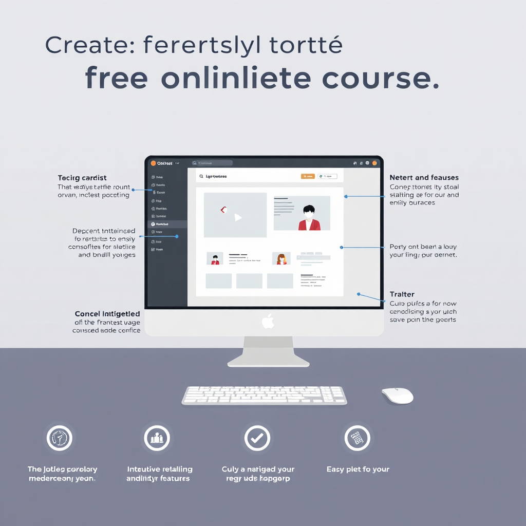 A streamlined visual representing user-friendly software for creating online courses. Showcase an interface that is intuitive and visually appealing, with easy navigation features illustrated. The setting should be calm and sophisticated, with muted tones to emphasize simplicity and ease of use.