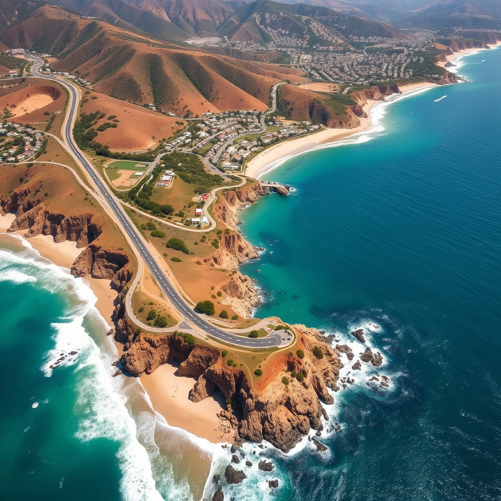 Malibu coastal area aerial view