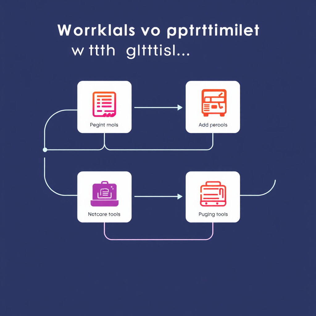 A stylized illustration of a workflow being optimized with digital tools. The workflow is represented by a series of steps, and the digital tools are represented by icons. Technical Specs: 4K Resolution, vector illustration, modern design.