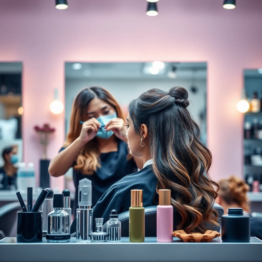 A photo showcasing the diversity of hair care services offered at the salon. The image should capture a stylist expertly working on a client's hair, using professional tools and techniques. The image should also feature a variety of hair styles, showcasing the salon's ability to cater to diverse needs.