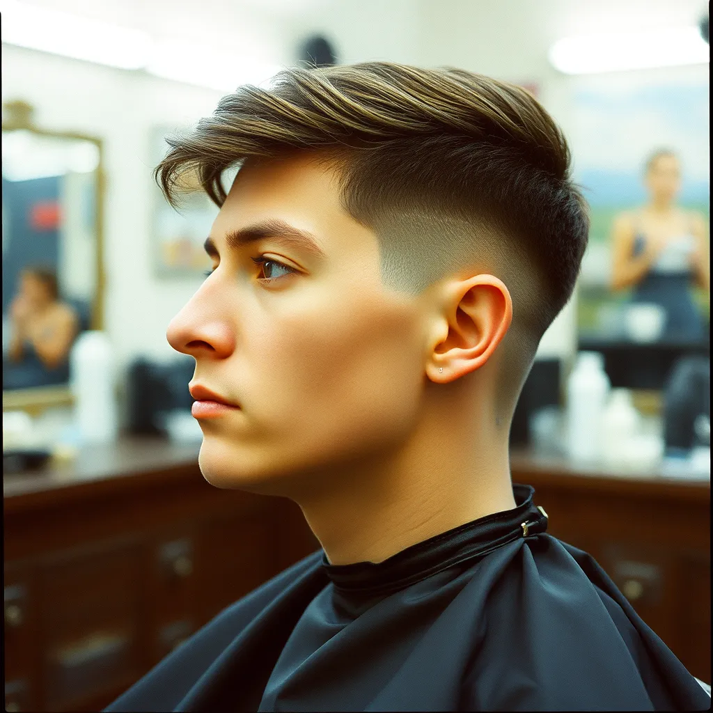 A photorealistic, 8K resolution image of a barber giving a classic haircut to a man in a vintage barbershop setting.  Soft, diffused lighting creates a warm and inviting atmosphere.  The barber is wearing a white coat and holding a pair of shears, while the man in the chair has a relaxed expression.  The barbershop is filled with classic details: checkered floors, wood paneling, antique mirrors, and a vintage barber pole.  The color palette is warm and inviting, with shades of brown, green, and cream.  The image should capture the feeling of a traditional barbershop with a modern twist.