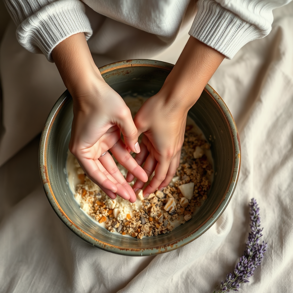 Mulher feliz fazendo sabonete artesanal