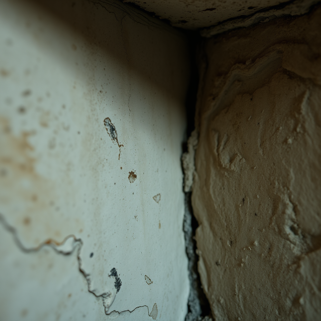 Källarvägg med tecken på fukt
